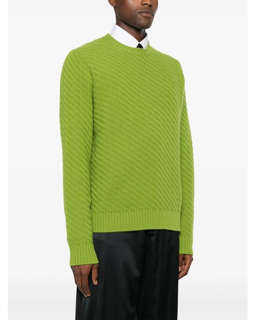 Prada Green Ribbed-Knit Jumper for men