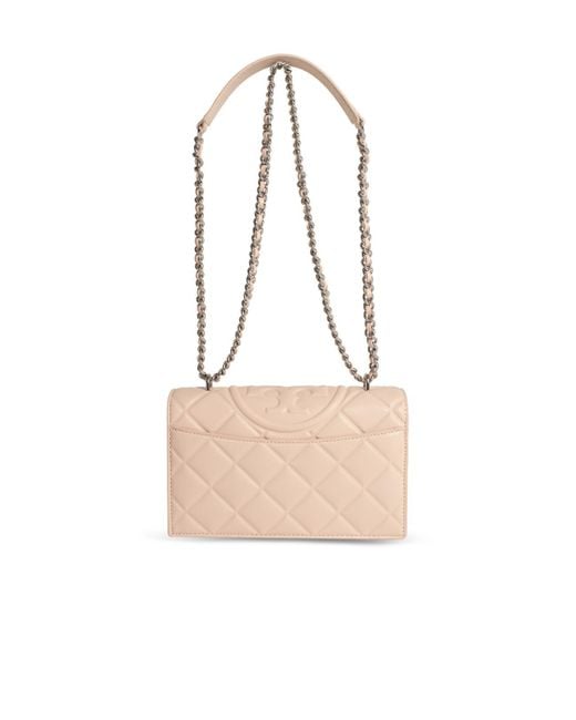 Tory Burch Natural 'Fleming' Small Lear Crossbody Bag