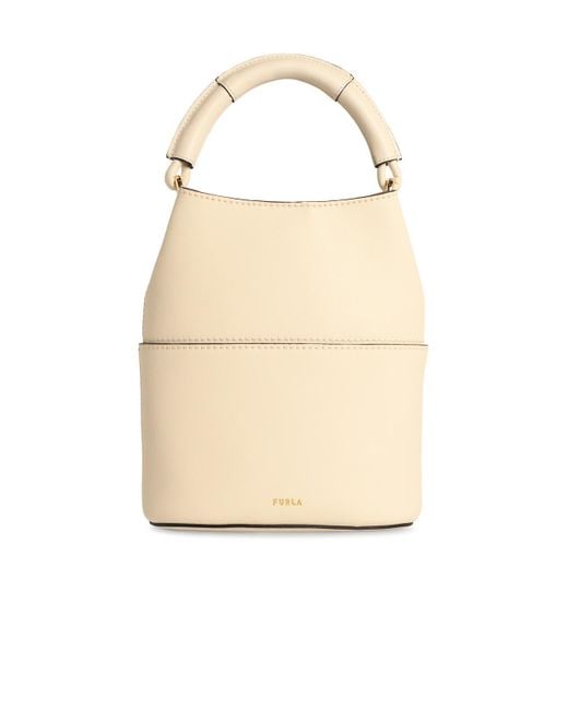 Furla Cream Lear 'sfera' Mini Bucket Bag in het Natural
