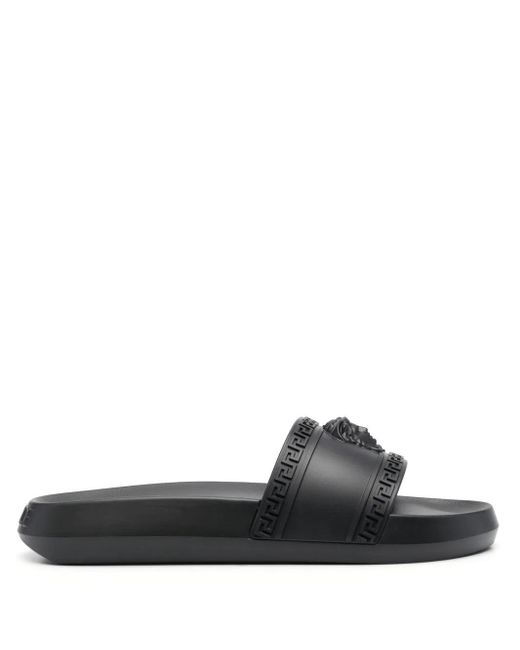 Versace Multicolor Slide Sandals With Medusa Plaque