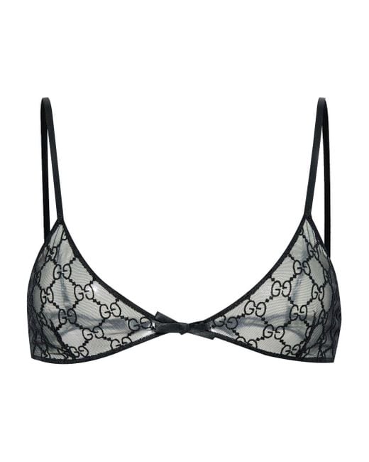 Gucci Black Gg Tulle Bra