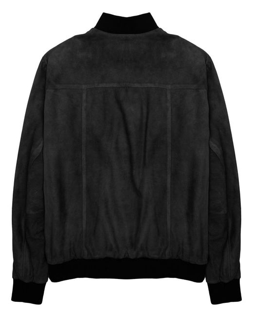 Low Brand Black Suede-Look Bomber Jacket