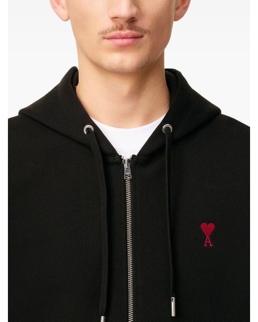 AMI Black Sweatshirt Ami De Coeur Hoodie for men