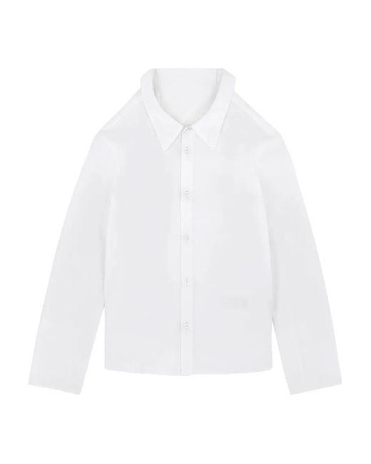 MM6 by Maison Margiela Blouse Met Oversized Kraag En Franje in het White