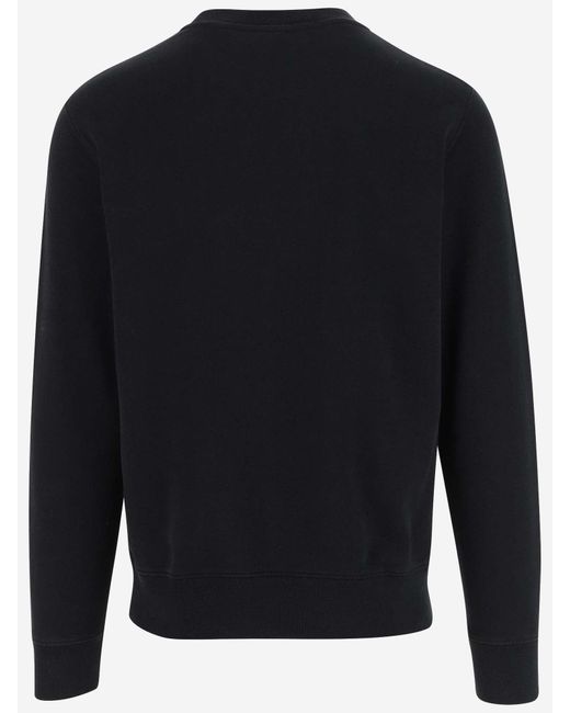 Maison Kitsuné Blue Cotton Sweatshirt With Fox Patch for men