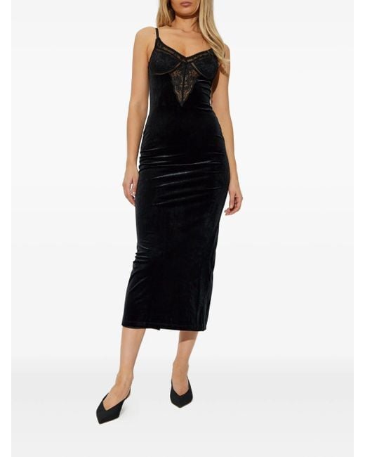 Self-Portrait Black Velvet Strappy Midi Dress