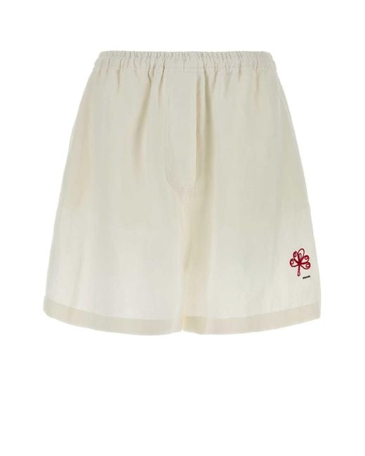 Prada White Linen Shorts
