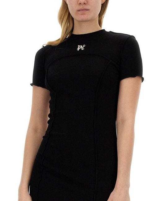 Palm Angels Black Elegant Logo Dress