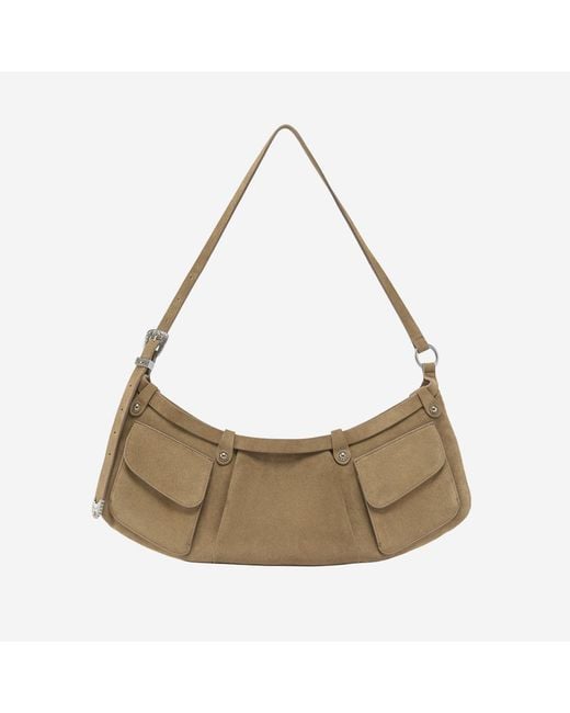 Pinko Metallic Shoulder Bag Pocket Body Suede