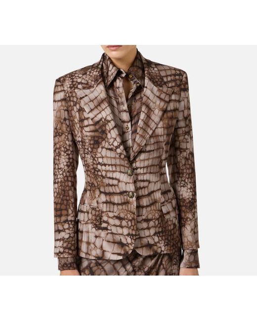 Elisabetta Franchi Brown Alligator Print Jacket