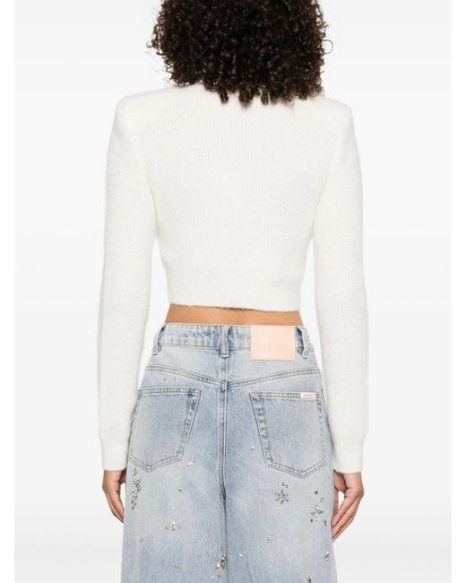 Self-Portrait White Cream Embellished Trim Cardigan