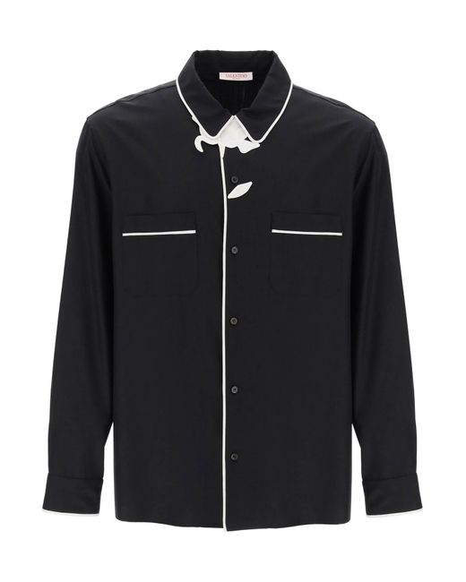 Valentino Garavani Pyjama -Hemd mit Blume in Black für Herren