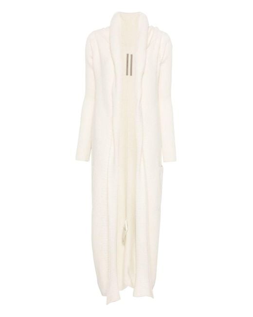 Rick Owens White Strickte lange Strickjacke