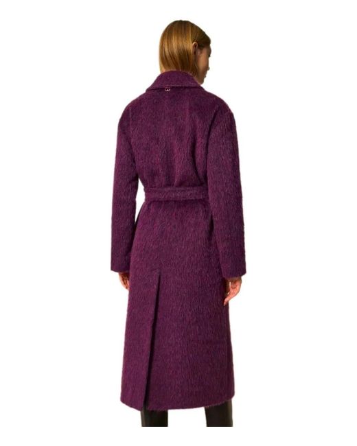 Twinset Purple Belted Coat