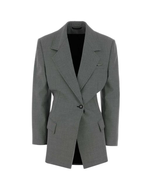 The Attico Gray Notched Lapel Blazer