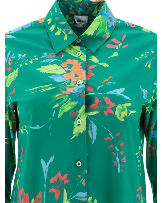 Aspesi Green Shirt mit Blumendruck