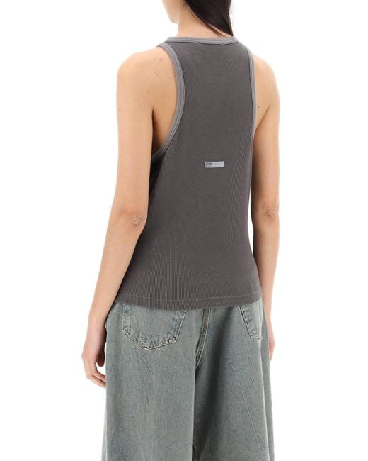 Acne Gray Cotton Waffle Tank Top for men