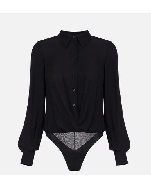 Elisabetta Franchi Black Georgette Bodysuit
