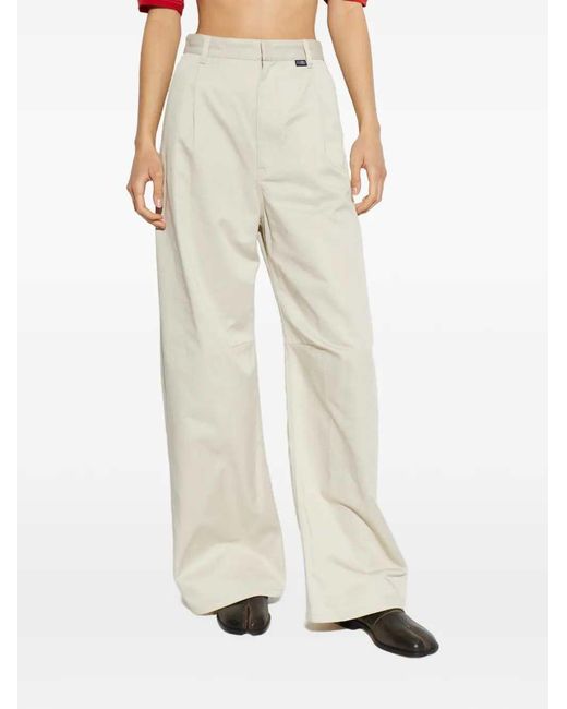 MM6 by Maison Margiela White Wide-Leg Pleated Trousers