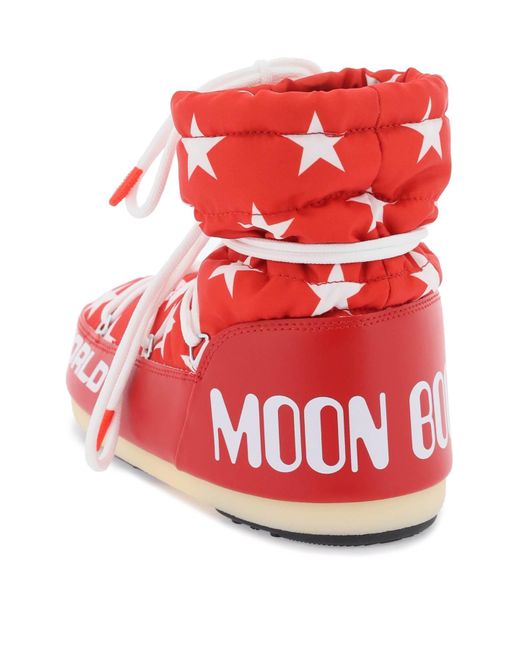 Moon Boot Red Mondstiefel -Symbol leichte Low Sterne Apres Ski Boots