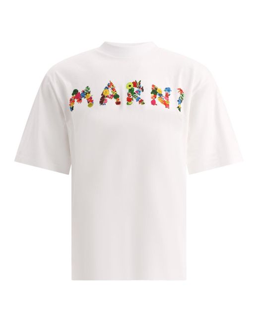 Marni "Collage Bouquet" T -Shirt in White für Herren