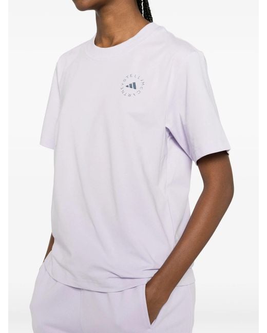 Adidas By Stella McCartney Purple Truecasuals Logo-Print T-Shirt