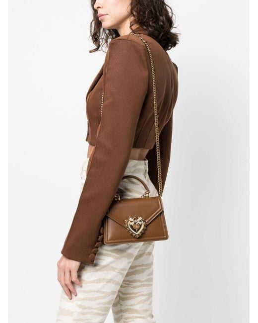 Dolce & Gabbana Toewijding Kleine Lederen Handtas in het Brown