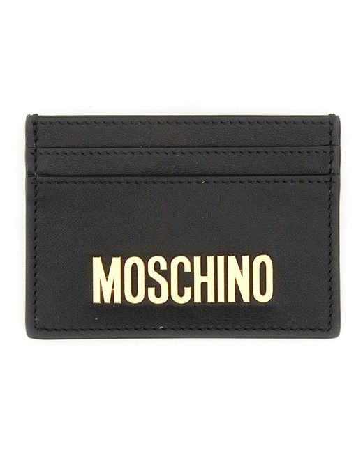 Moschino Black Card Holder With Logo for men