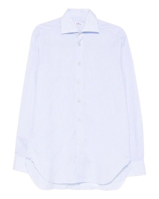 Kiton Gestreept Katoenen Overhemd in het White voor heren