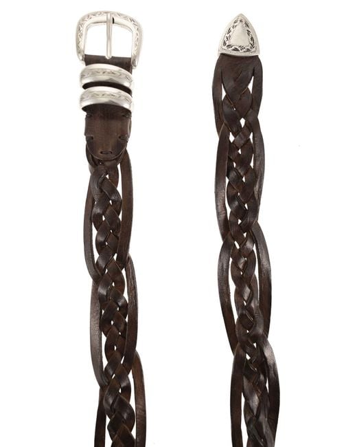 Alberto Luti Brown Braided Leather Belt for men