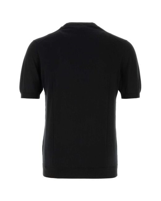 Fedeli Black Cotton Sweater for men