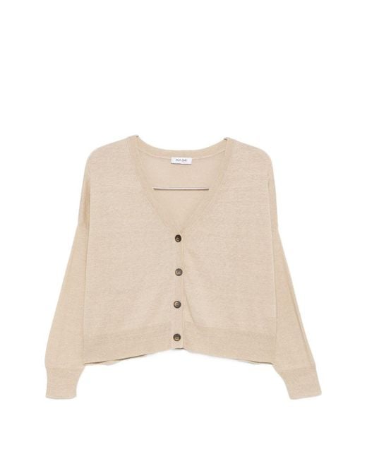 Base London Natural Linen And Cotton Blend Cardigan