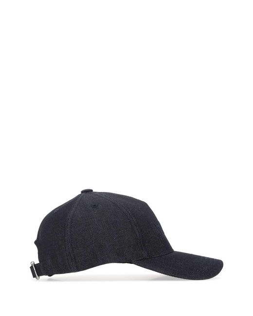 A.P.C. Blue Denim Baseball Cap for men