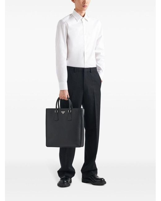 Prada White Long-Sleeve Cotton Shirt for men