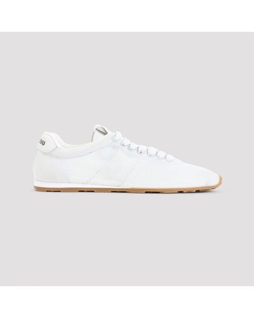 Miu Miu White Lace Up Sneakers
