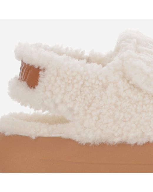Moon Boot White Shearling-Sandalen mit dicker Sohle