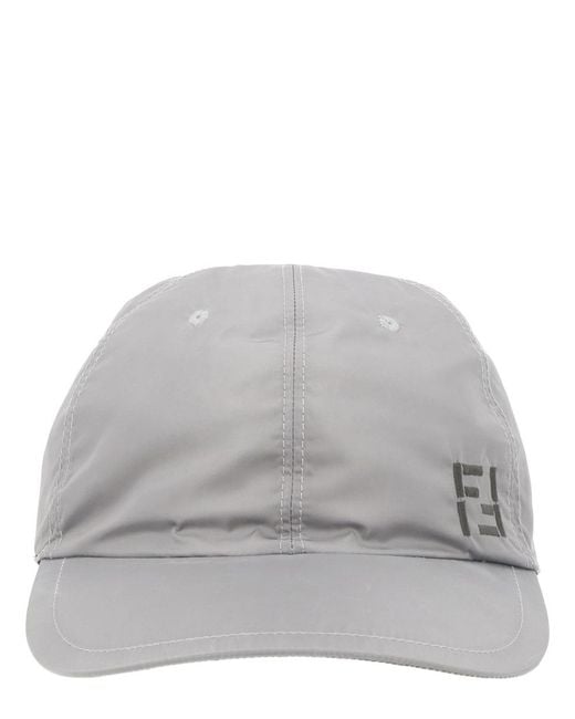 Fendi Gray Cappello Da Baseball Con Logo for men