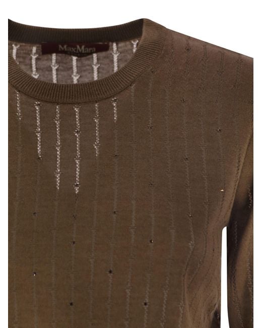 Max Mara Brown Pila Wool And Silk Sweater With Sequins