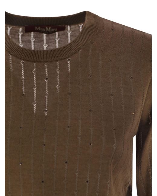 Max Mara Pila Wool En Silk Sweater Met Pailletten in het Brown