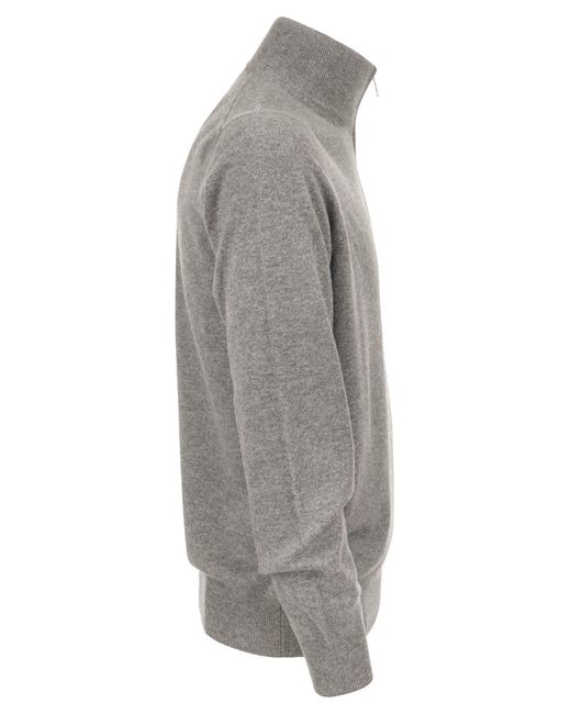 Suéter de cuello de tortuga de cachemir con cremallera Brunello Cucinelli de hombre de color Gray