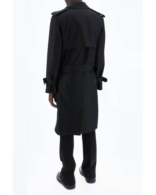 Burberry Black Double Breasted Silk Blend Trench Coat for men