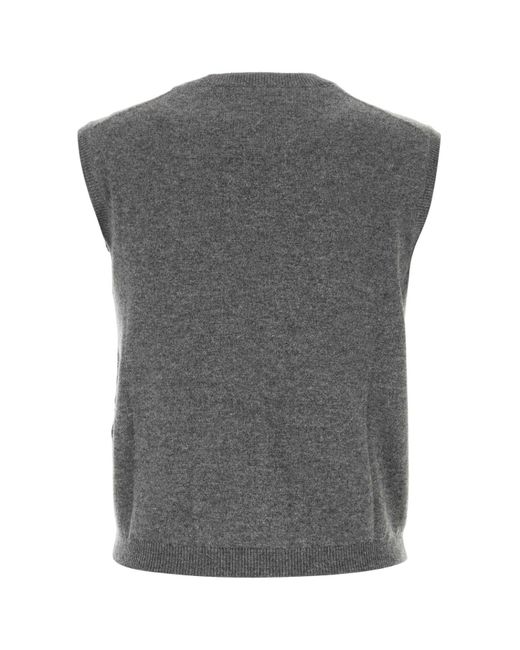 Ferragamo Gray Stretch Cashmere Blend Vest
