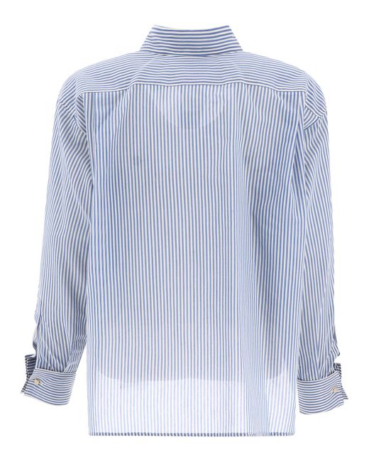 Max Mara Blue "vertigo" Masculine Style Organza Shirt