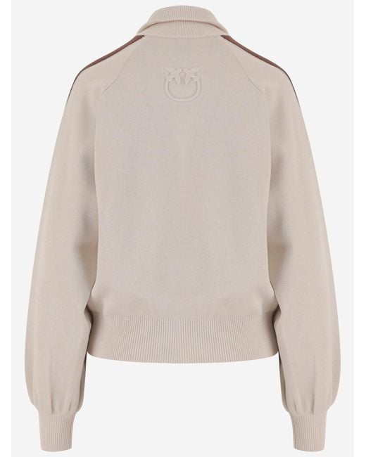 Pinko Natural Zip-Up Viscose-Blend Sweater