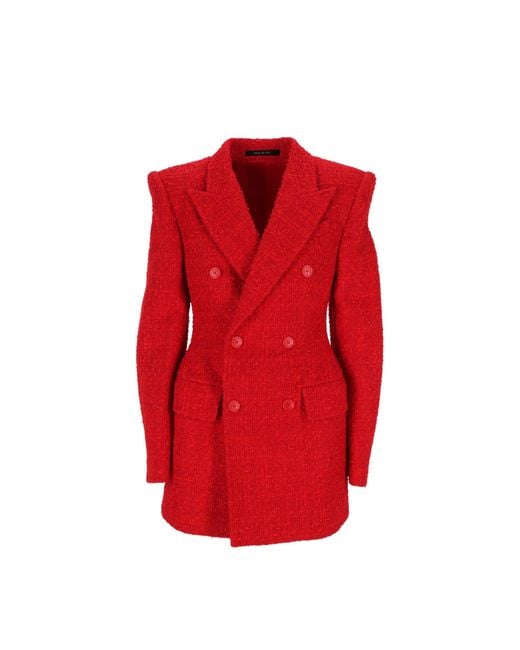 Balenciaga Red Tweed Blazerjacke