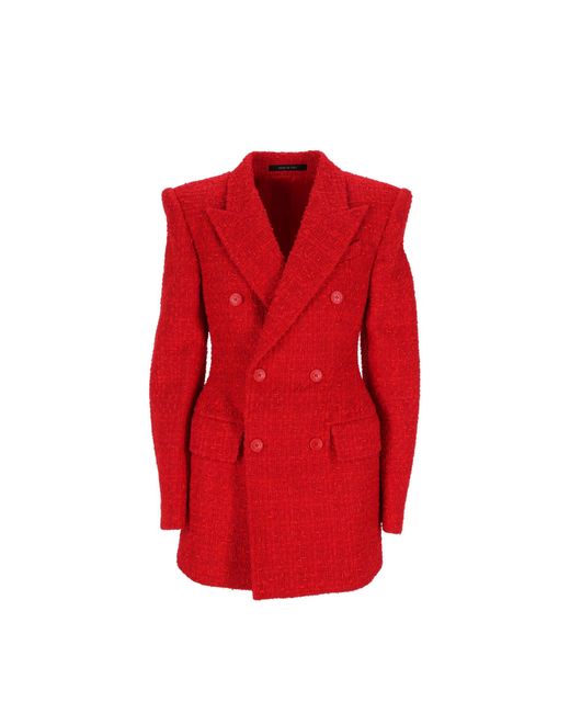 Balenciaga Red Tweed Blazer Jacket