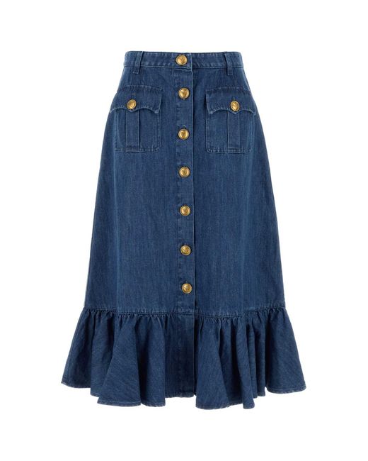 Valentino Garavani Blue Denim Skirt