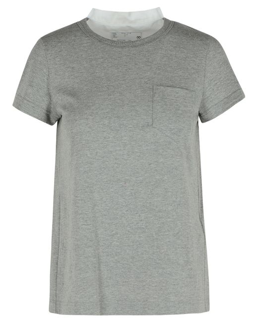 Grey Cotton T-shirt Sacai en coloris Gray