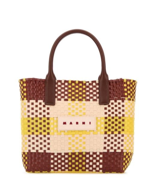 Marni Multicolor Check Tote Small