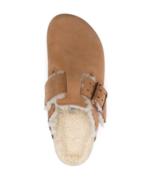 Birkenstock Brown Boston Bold Shearling Cognac, Natural Leather Shoes for men